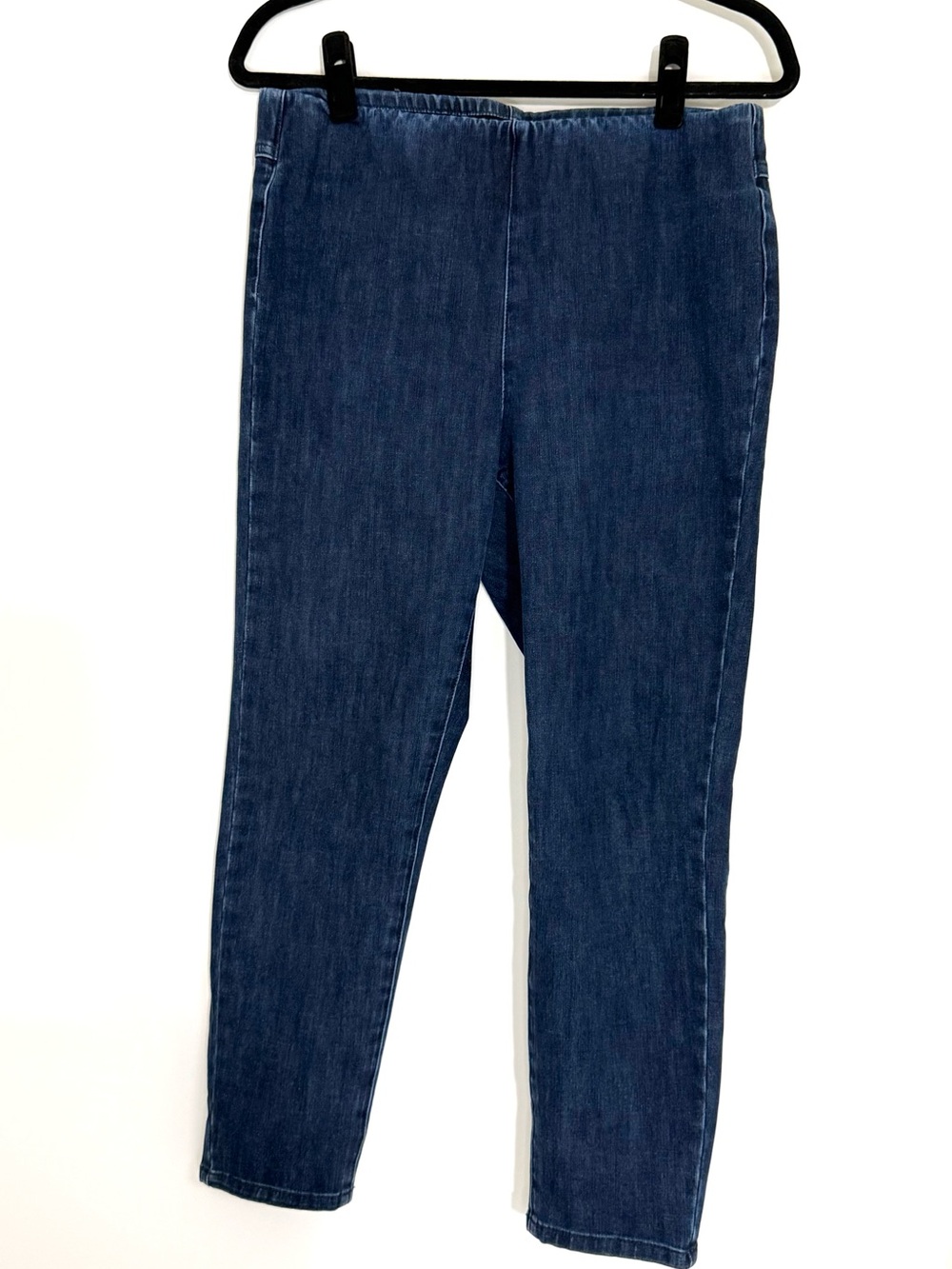 Soft Surroundings Dark Indigo Blue Skinny Pull-On Ankle Crop Jeans Petite Medium